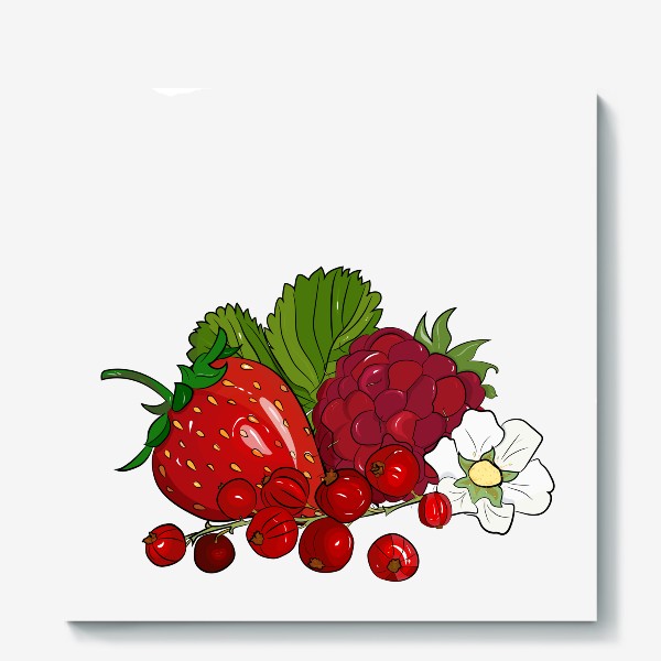Холст «спелые ягоды, клубника, малина, смородина»