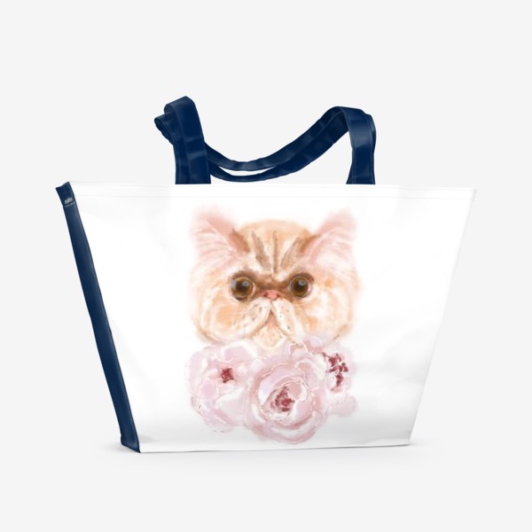 Пляжная сумка &laquo;Котик. Цветочек.&raquo;