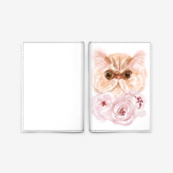 Обложка для паспорта «Котик. Цветочек.»
