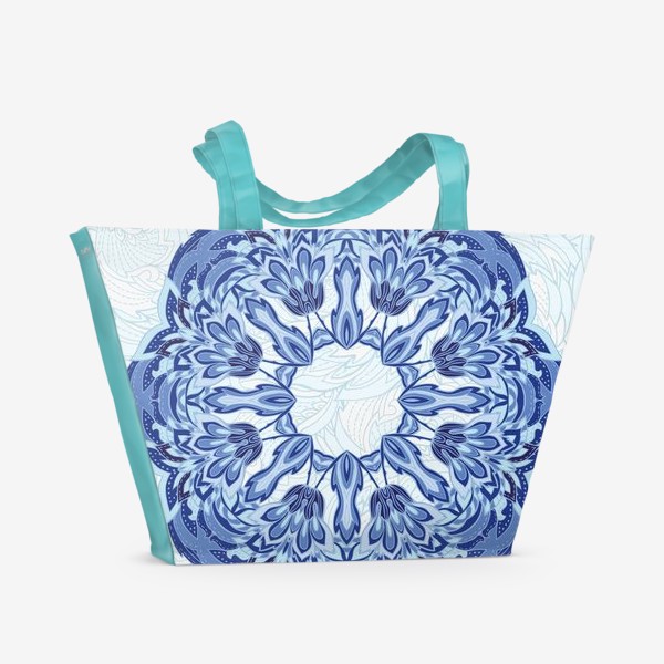 Пляжная сумка «Синий ажурный узор»