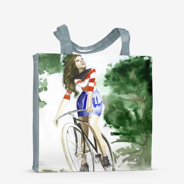 Сумка-шоппер «Велосипед и девушка»