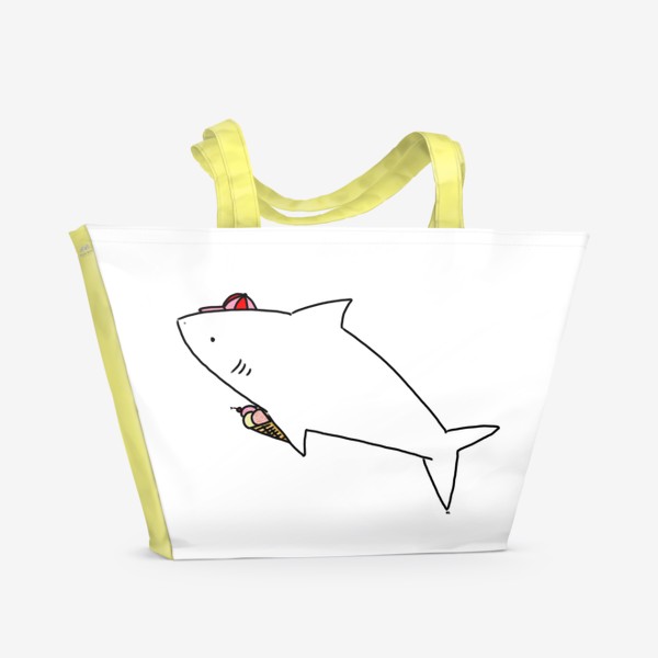 Пляжная сумка «Акула в кепочке с рожком мороженого»