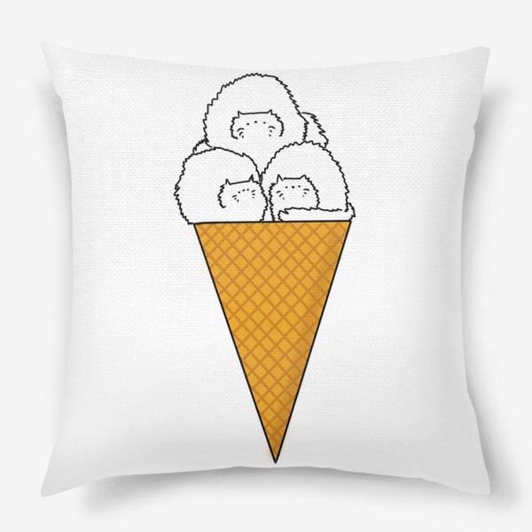 Подушка «Котики. Рожок мороженого. Летнее настроение »