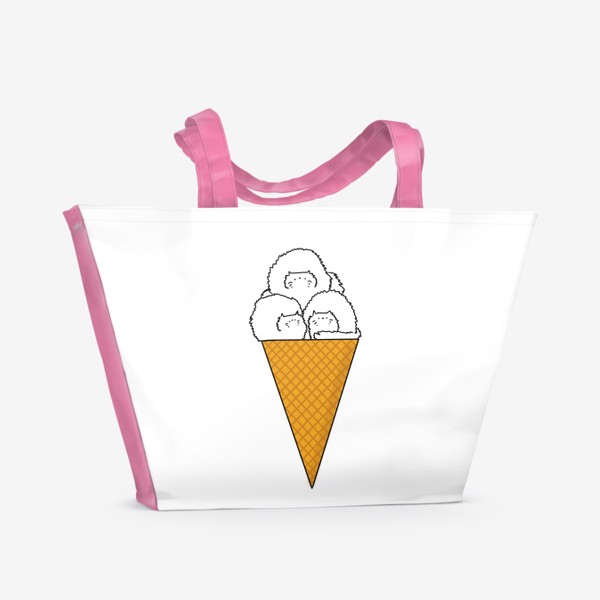 Пляжная сумка «Котики. Рожок мороженого. Летнее настроение »