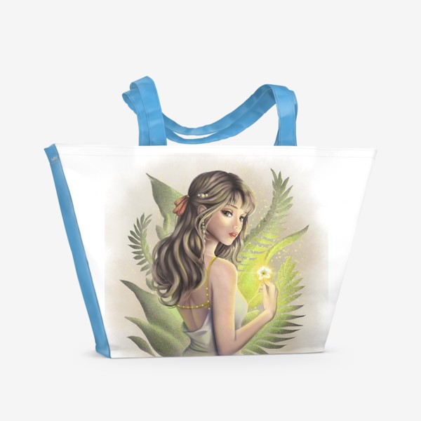 Пляжная сумка «Девушка с цветком»