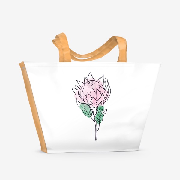 Пляжная сумка «Минималистичный цветок протеи»