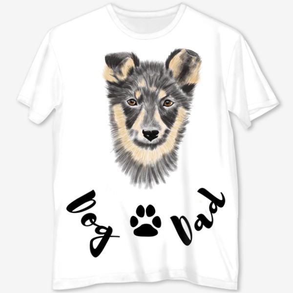 Футболка с полной запечаткой &laquo;Парная футболка с портретом щенка и надписью&raquo;
