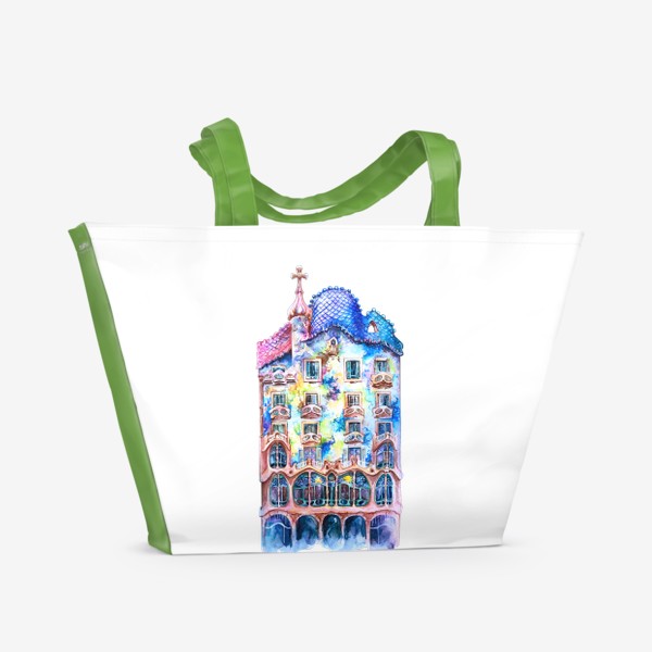Пляжная сумка «Акварельный дом»