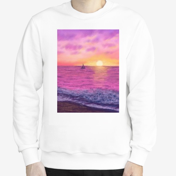 Свитшот «Тропический закат. Яхта»