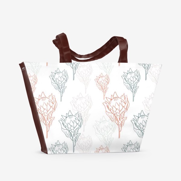 Пляжная сумка «Бесшовный узор с цветами протеи»