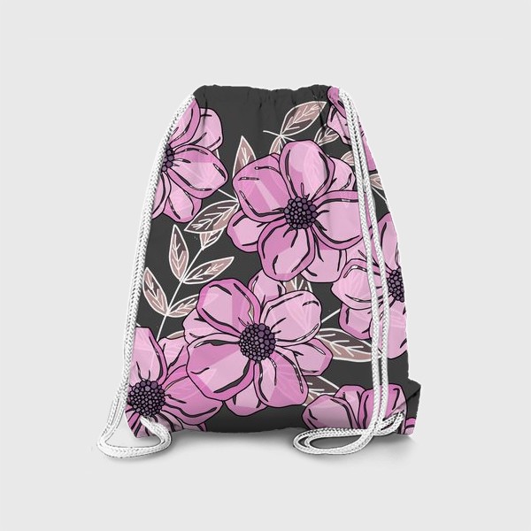 Рюкзак «розовые цветы на темном фоне»