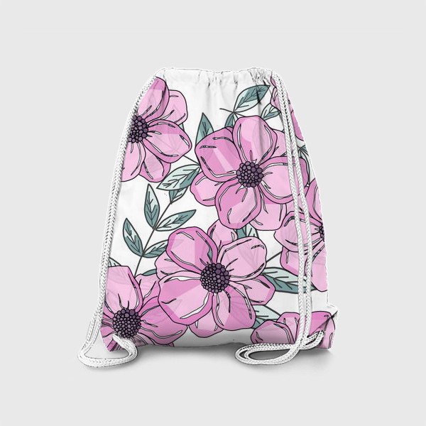 Рюкзак «розовые цветы на белом фоне»