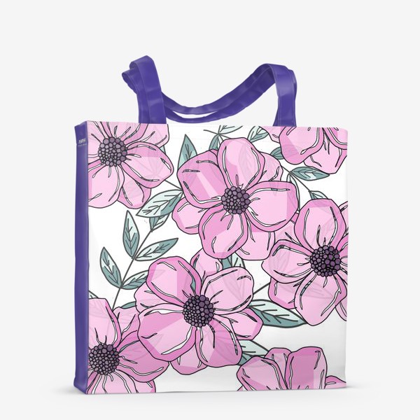 Сумка-шоппер «розовые цветы на белом фоне»
