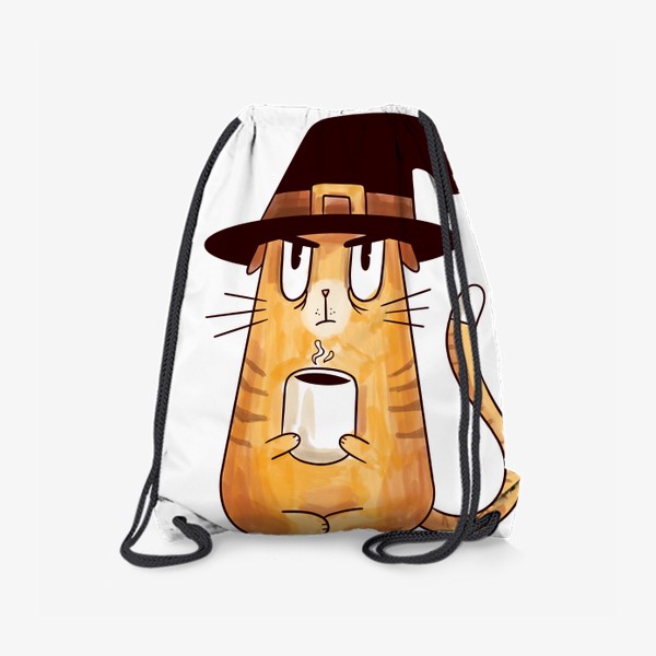 Рюкзак «Сердитый кот ведьма с чашкой кофе»