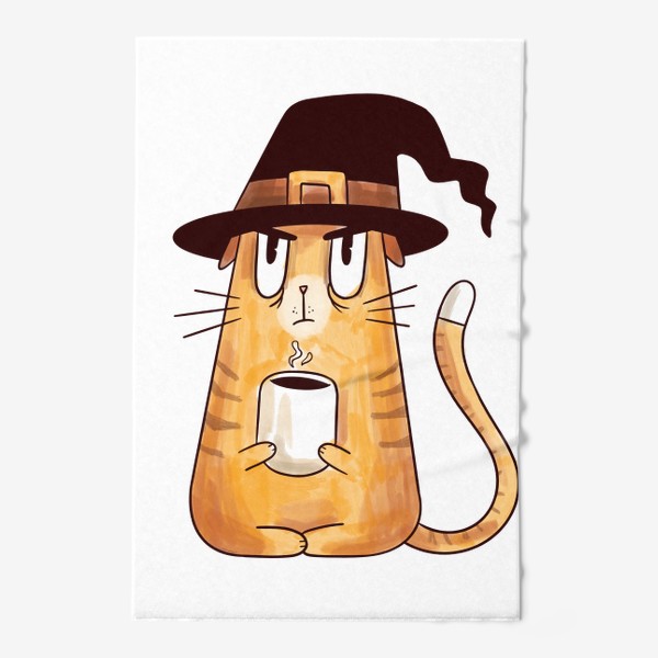 Полотенце «Сердитый кот ведьма с чашкой кофе»