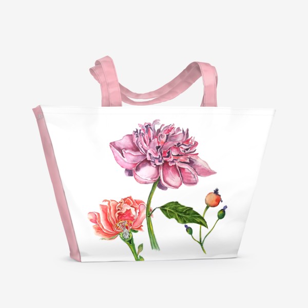Пляжная сумка «Пионы цветы»