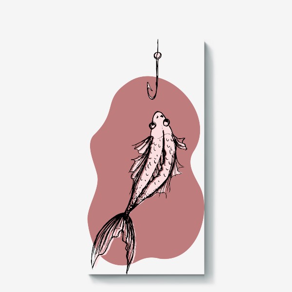 Холст «Рыбка линиями на абстрактном фоне»