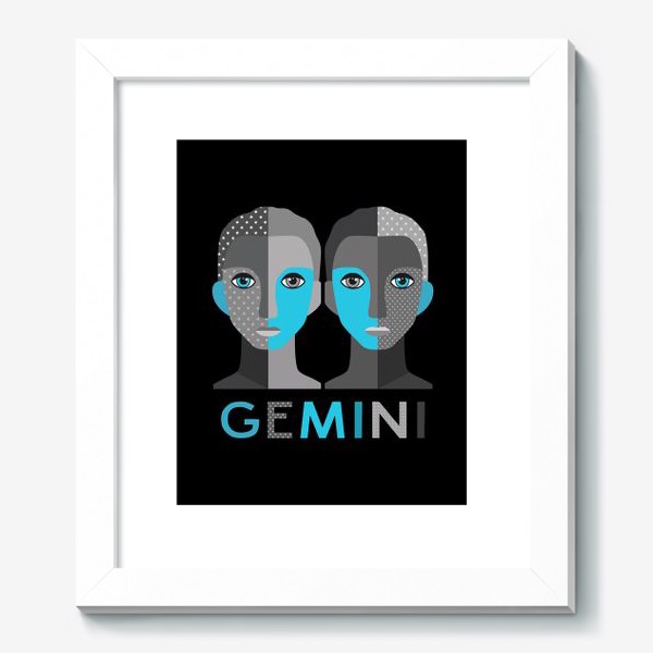 Картина «Знак зодиака Близнецы. Gemini. Черный фон»