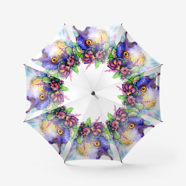 Зонт «Акварельные цветы и голубь . Мотивация »