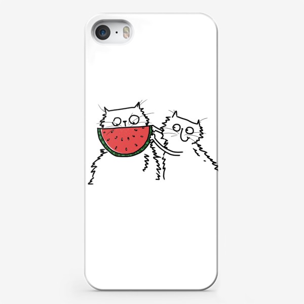 Чехол iPhone «Коты с арбузом. Улыбнись! Летнее настроение»