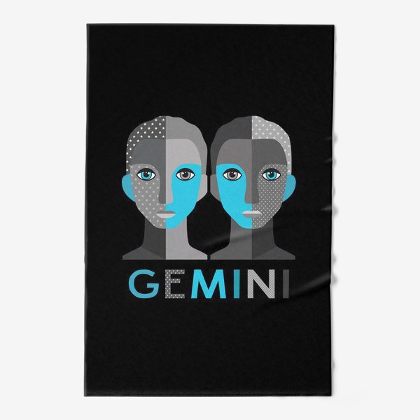 Полотенце «Знак зодиака Близнецы. Gemini. Черный фон»