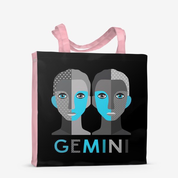 Сумка-шоппер «Знак зодиака Близнецы. Gemini. Черный фон»