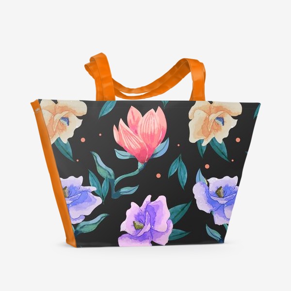 Пляжная сумка «Цветочная фантазия - акварель»