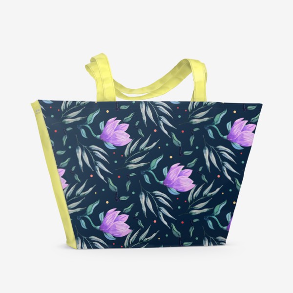 Пляжная сумка «Акварельные бутоны и листья»