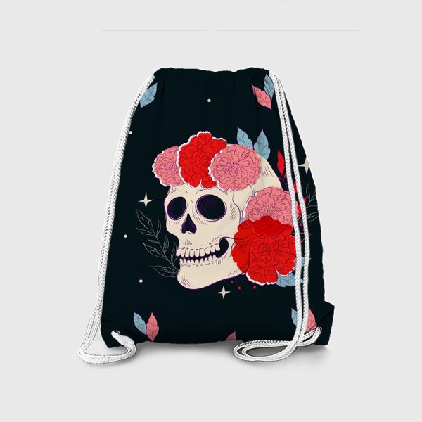 Рюкзак «Череп и цветы гвоздики»