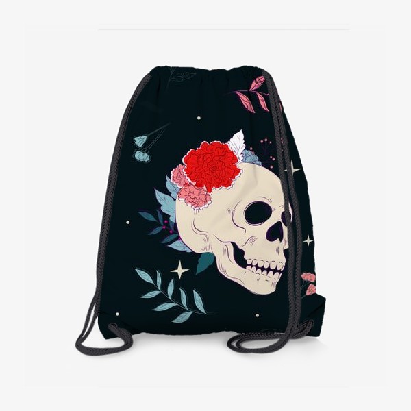 Рюкзак «Мрачный череп с цветами»