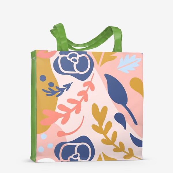 Сумка-шоппер «Абстрактные синие розы и листья»