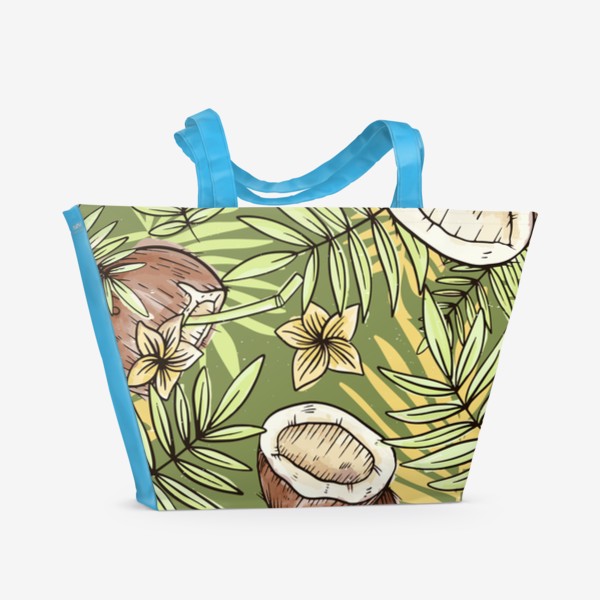 Пляжная сумка «Кокосы в тропических листьях»