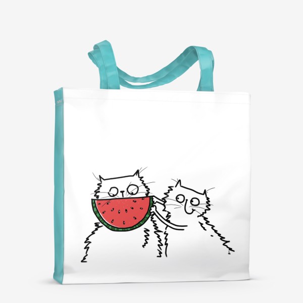 Сумка-шоппер «Коты с арбузом. Улыбнись! Летнее настроение»