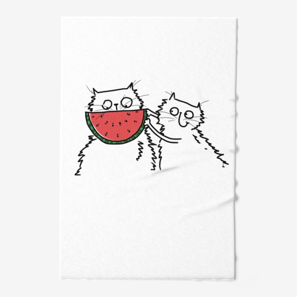 Полотенце «Коты с арбузом. Улыбнись! Летнее настроение»