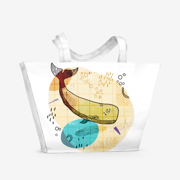 Пляжная сумка «Кит на абстрактном летнем фоне»