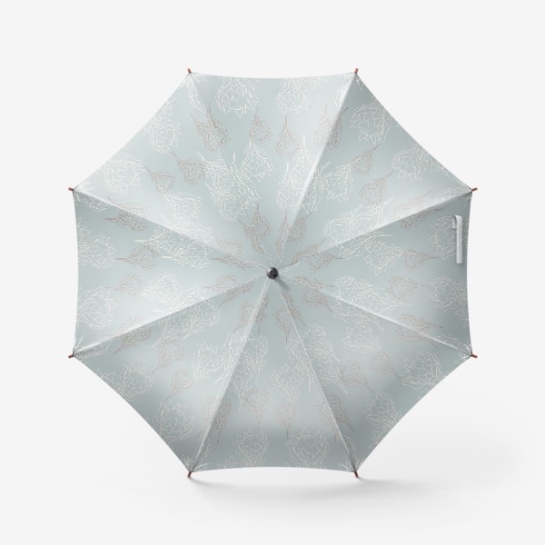 Зонт &laquo;Винтажный паттерн с цветами протеи на голубом фоне&raquo;