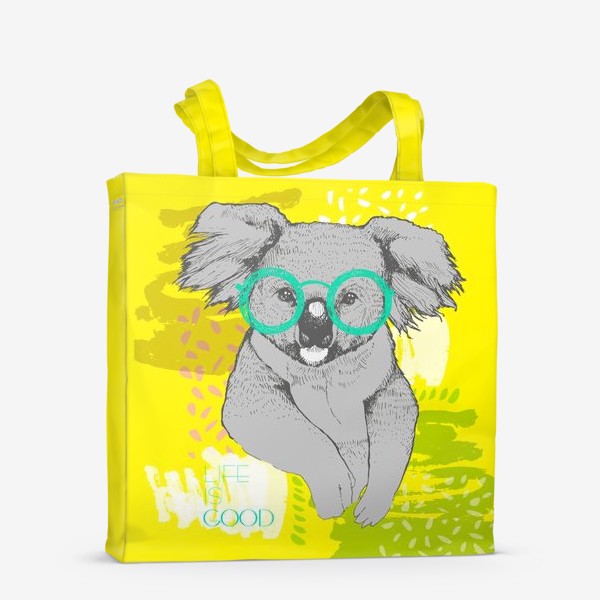 Сумка-шоппер «Прикольная коала на желтом фоне. Life is good»