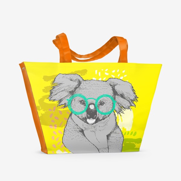 Пляжная сумка «Прикольная коала на желтом фоне. Life is good»