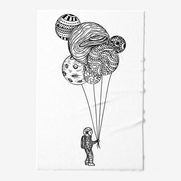 Полотенце «Космонавт с планетами шариками»