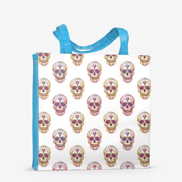 Сумка-шоппер «Сахарный череп. Паттерн на белом фоне. Sugar skull. Pattern»