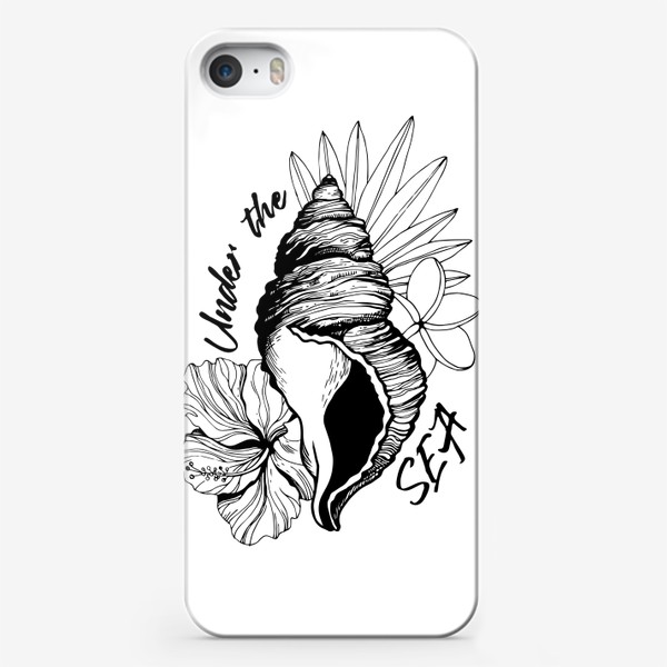 Чехол iPhone «Летний принт на морскую тему "Ракушка и цветы". Under the sea»