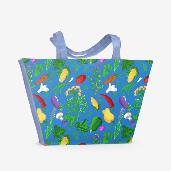 Пляжная сумка «Огород, овощи, вегетарианство, паттерн»