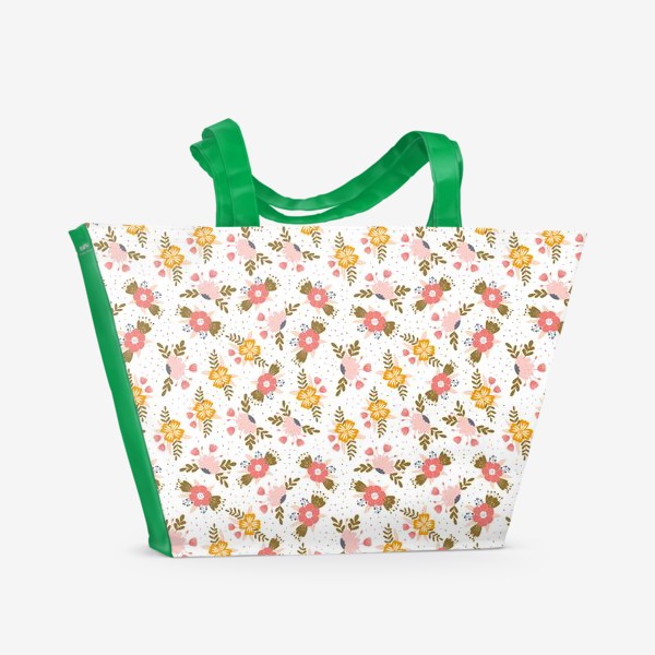 Пляжная сумка «Красивый цветочный ретро паттерн»