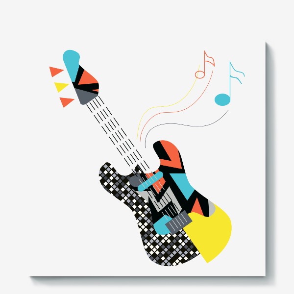 Холст «аппликация электрогитара рок музыка иллюстрация»