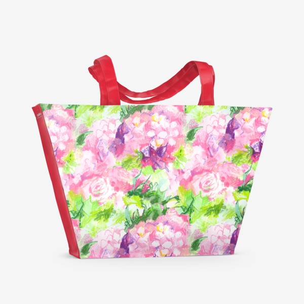 Пляжная сумка «Паттерн с розовыми цветами»