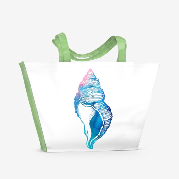 Пляжная сумка «Морская ракушка акварель»