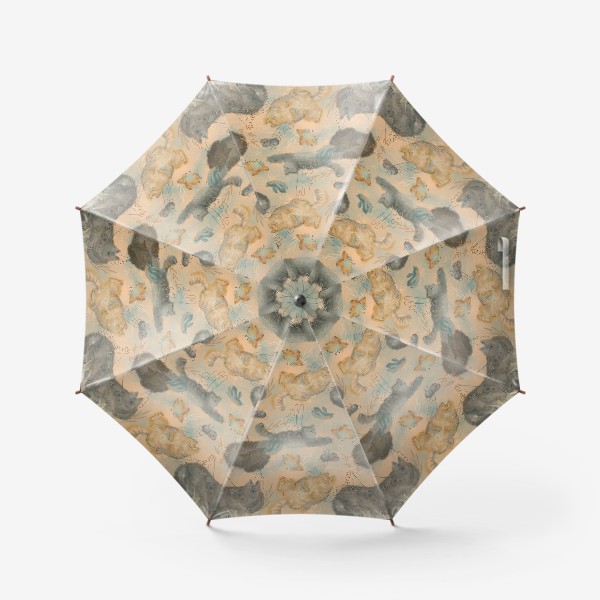 Зонт «Котики. Паттерн с текстурой»