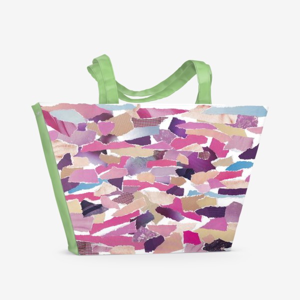 Пляжная сумка «Абстракция. Розовый и фиолетовый. Коллаж»