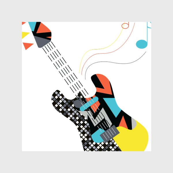 Шторы &laquo;аппликация электрогитара рок музыка иллюстрация&raquo;