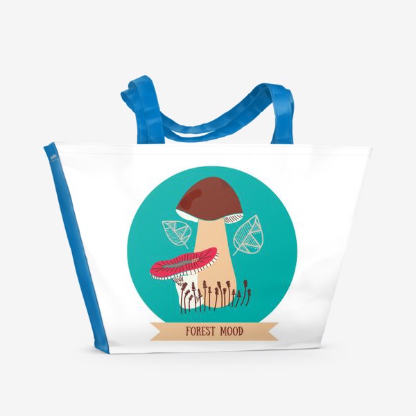 Пляжная сумка &laquo;Лесное настроение: грибы, листья, мох&raquo;